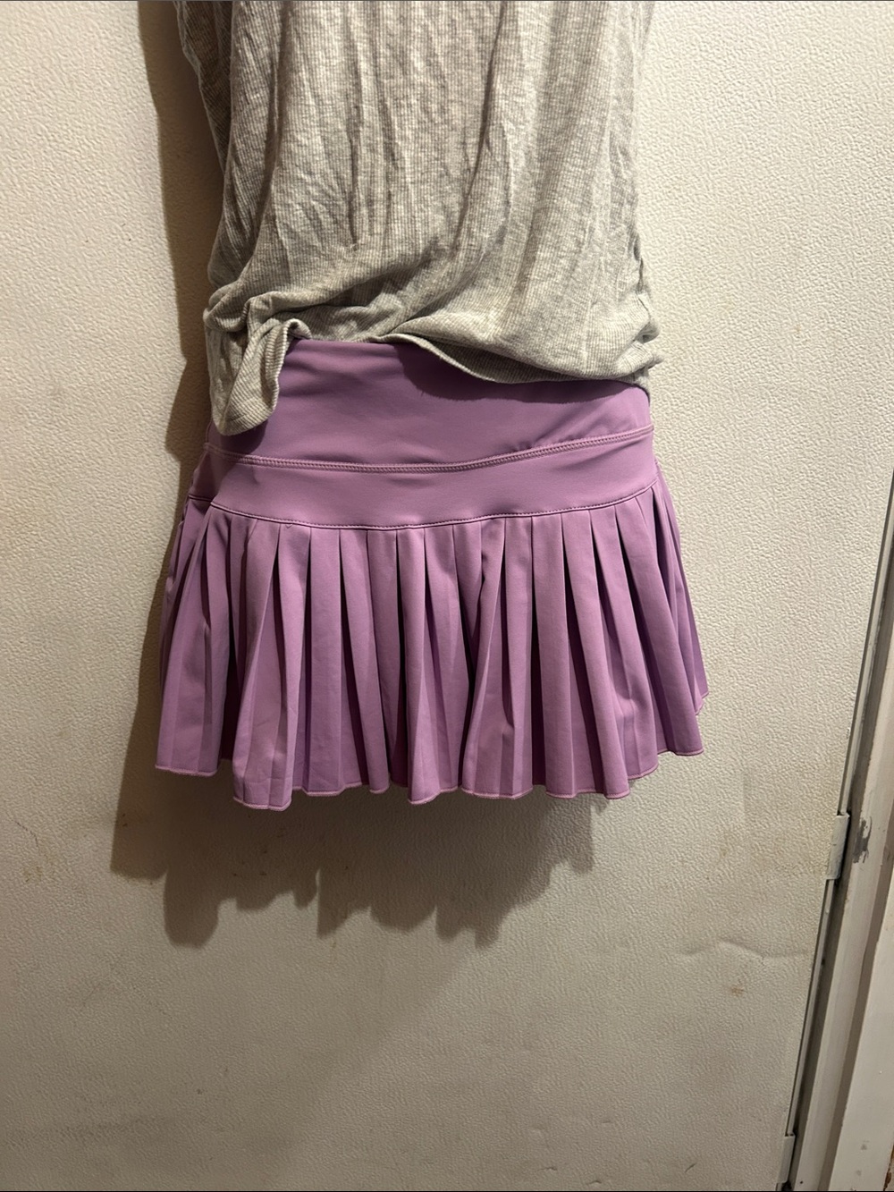 High-Rise Lavender Pleated Skater Skirt - Women's Active Skirt - Picture 4 of 5